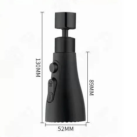 Universal Pressurized Faucet Sprayer in matte black with 360 degree rotating head and three spray modes