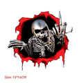 Reflective metal skull car sticker with colourful broken shell design measuring 15cm by 14cm
