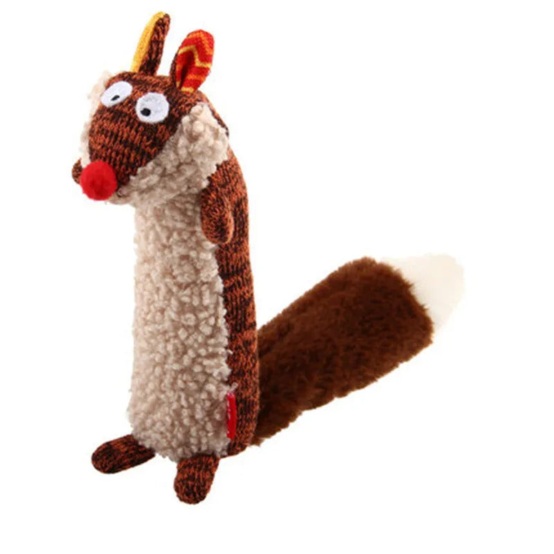 Pet relaxing plush sounding toy in sponge raccoon colour, soft squeaky toy for dogs and cats