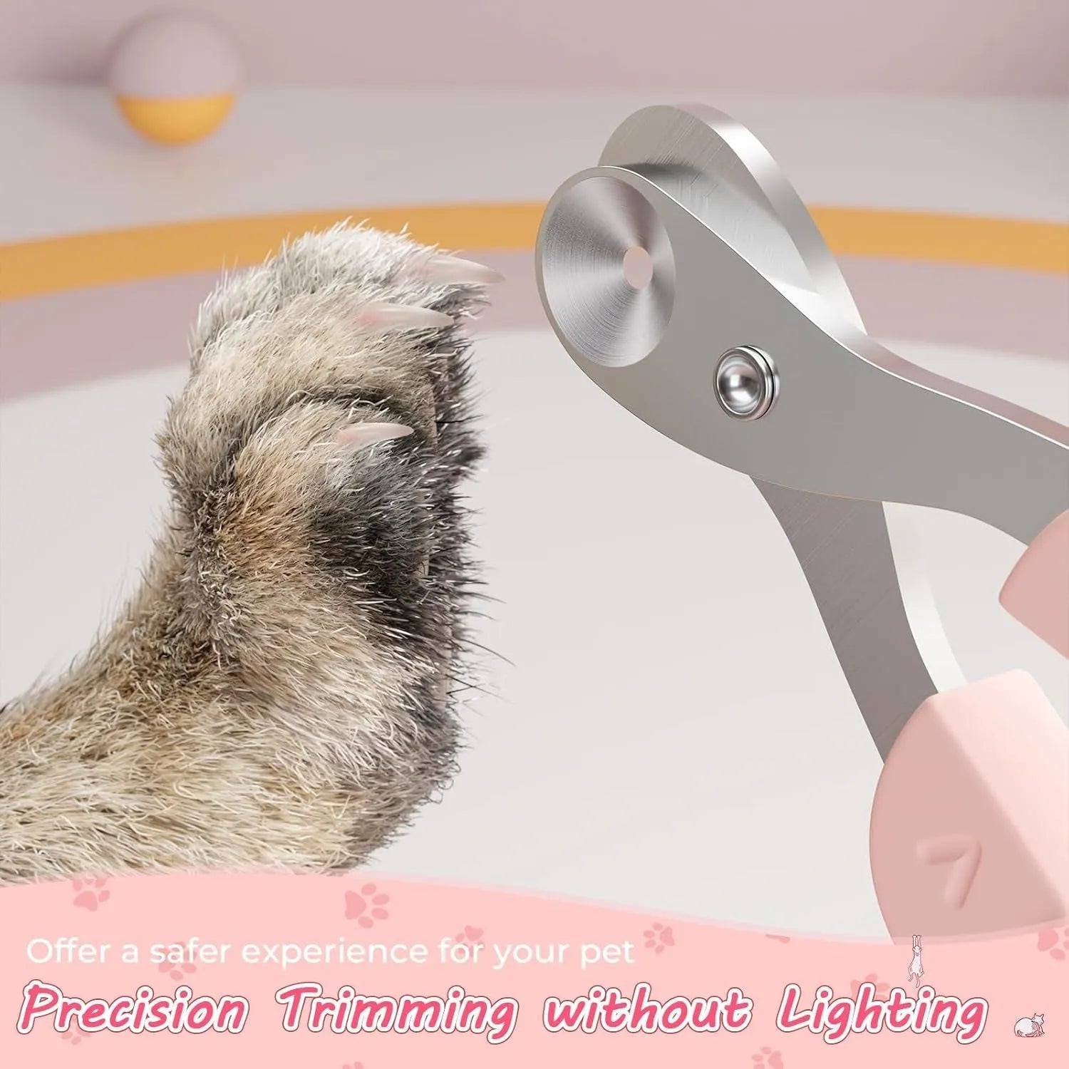 Blue pet nail clipper with positioning hole and non-slip handle for trimming cat claws