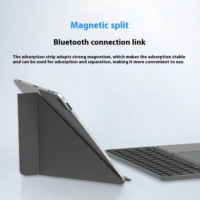 Grey folding wireless Bluetooth keyboard for mobile phones and tablets