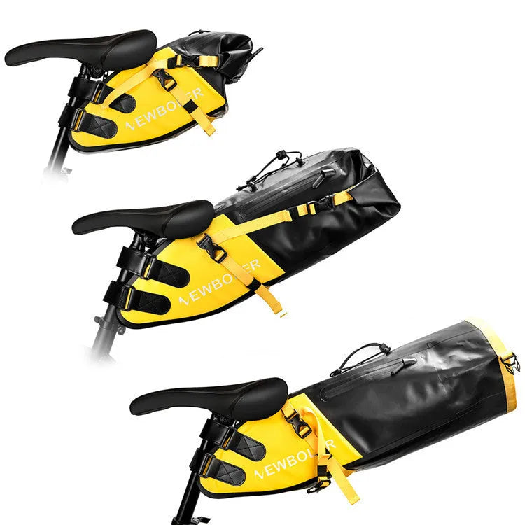 Waterproof PVC bike tail bag with 13 litre capacity for outdoor cycling storage