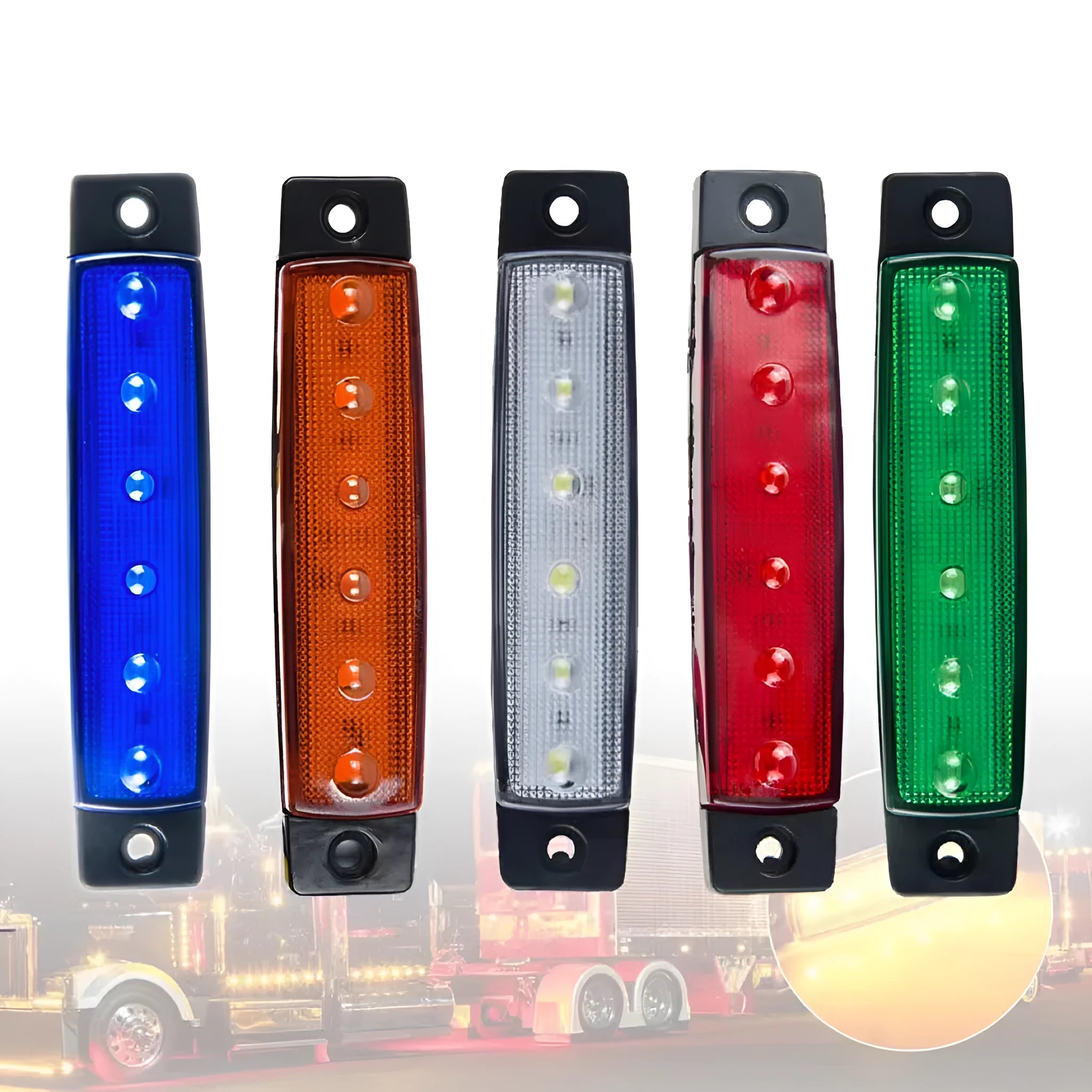Trailer side warning lights in five colours for vehicle modification with PVC construction