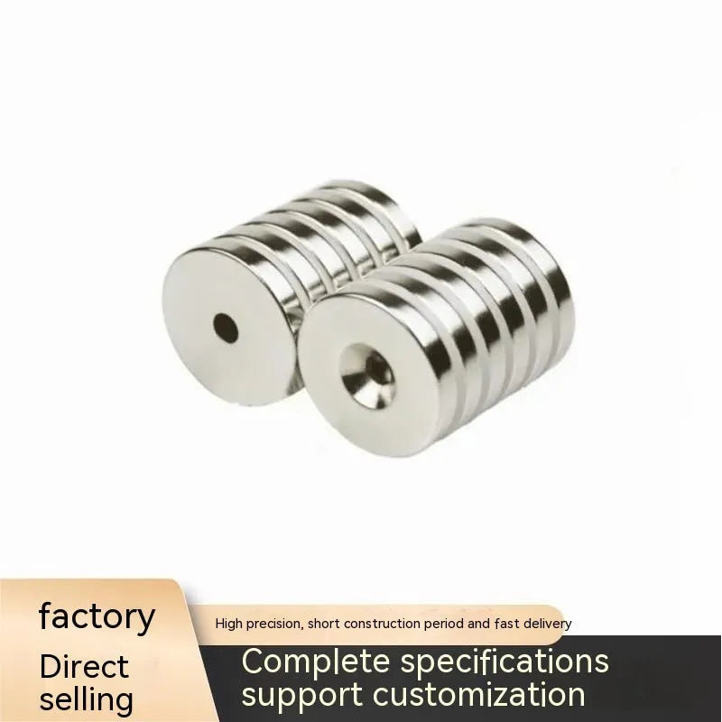 15mm neodymium iron boron circular sinking hole magnet with central hole for flush mounting
