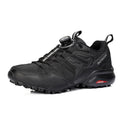 Men's beige lightweight hiking shoes with an elastic band closure and rubber sole
