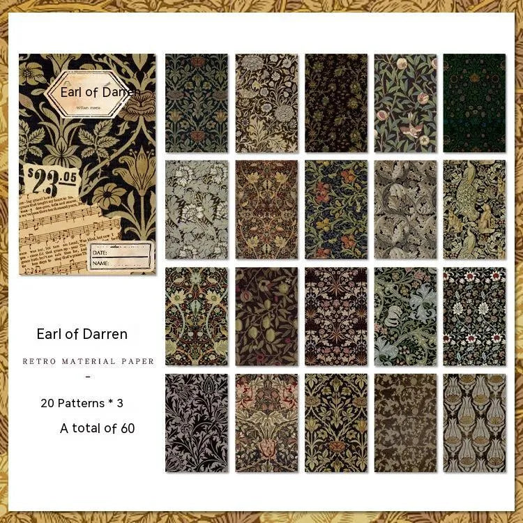 Retro decorative paper set 60 sheets special paper cambric paper 8x13cm five colour options