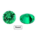 Columbia green treasure colour simulated emerald gemstone in round and emerald cut sizes