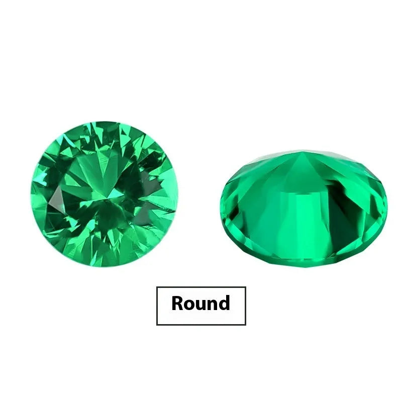 Columbia green treasure colour simulated emerald gemstone in round and emerald cut sizes