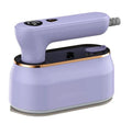 Portable foldable steam iron in light purple colour with ceramic base plate and international voltage compatibility