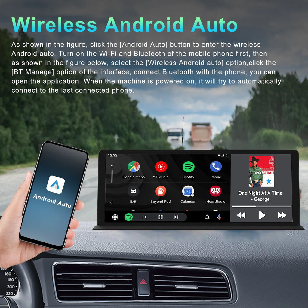 11.3 inch black centre console dashcam with GPS and wide-angle lens mounted in car