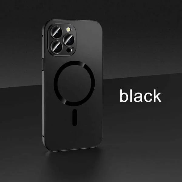 Aluminium frame magnetic iPhone case with lens glass cover in multiple colour options