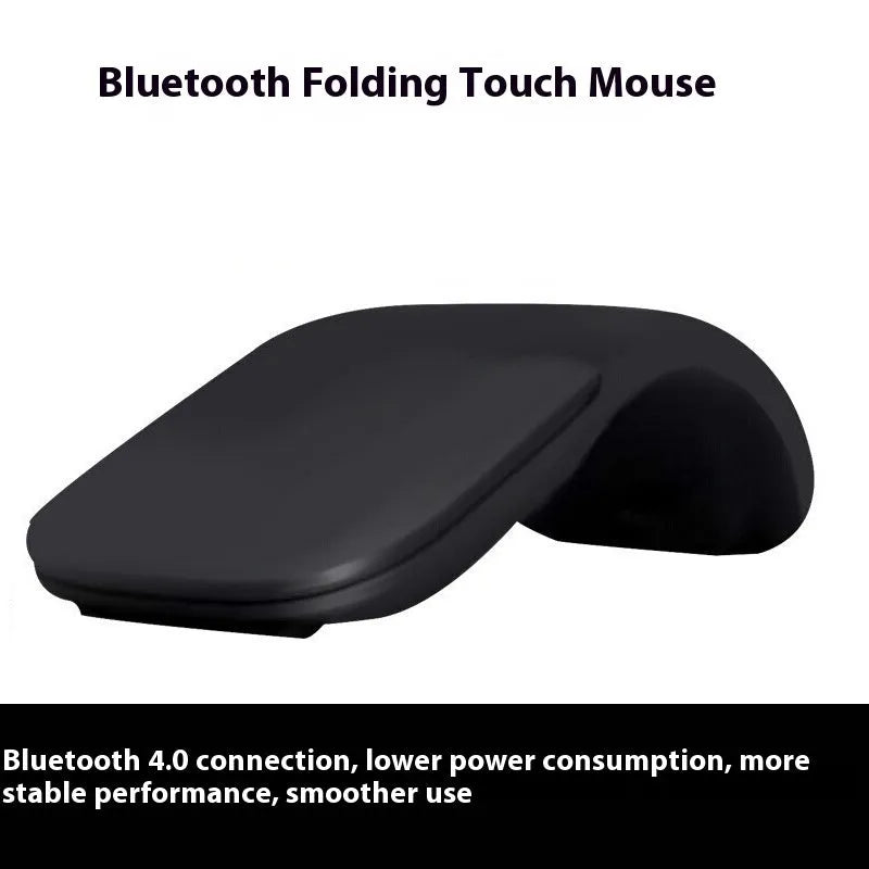 Folding Bluetooth 4.0 wireless mouse shown in compact travel position measuring 131.2x55x14.5mm
