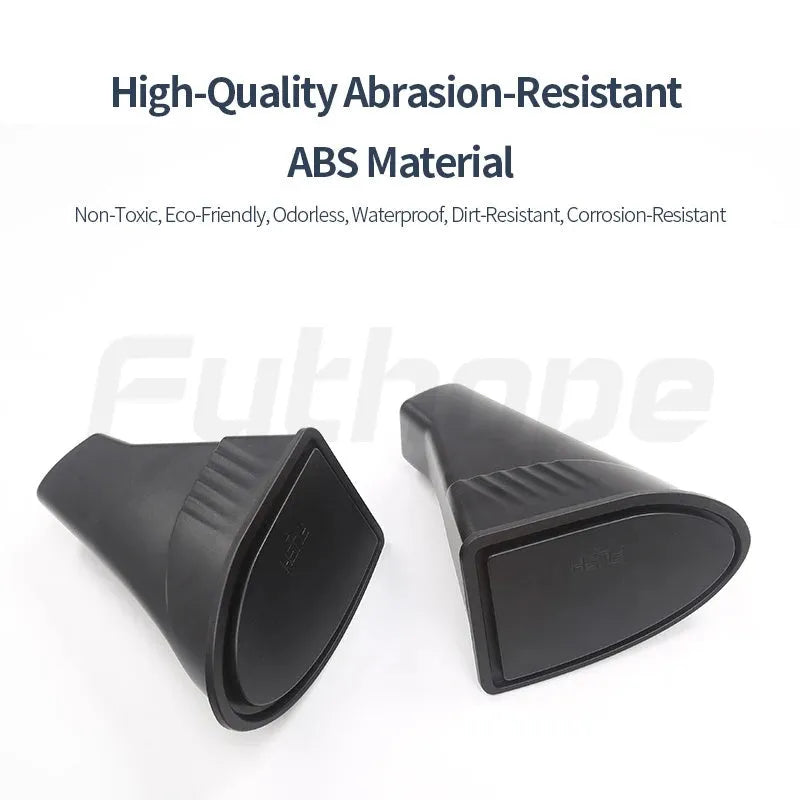 Black ABS plastic car door storage bin and trash can designed for Tesla Model Y front seats.