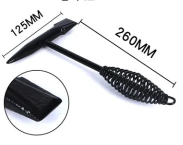 Welding slag removal hammer with spring steel handle and high carbon steel head.
