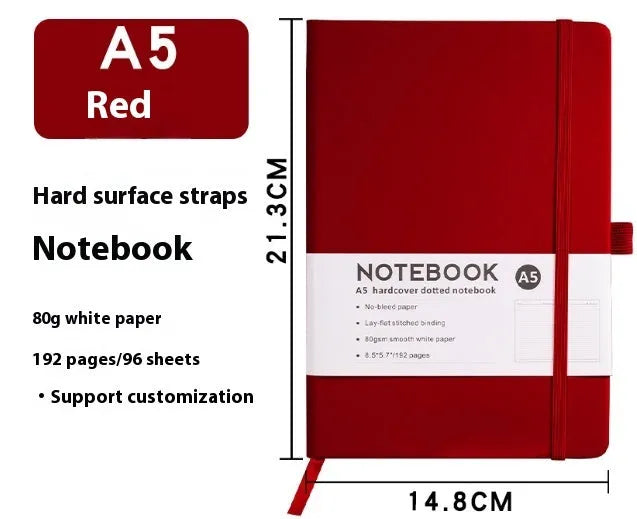 A5 soft skin-feel PU leather diary with strap closure and horizontal ruled pages in multiple colour options