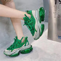 Women's leather casual sports shoes with thick jelly sole and cross tie design in various colours