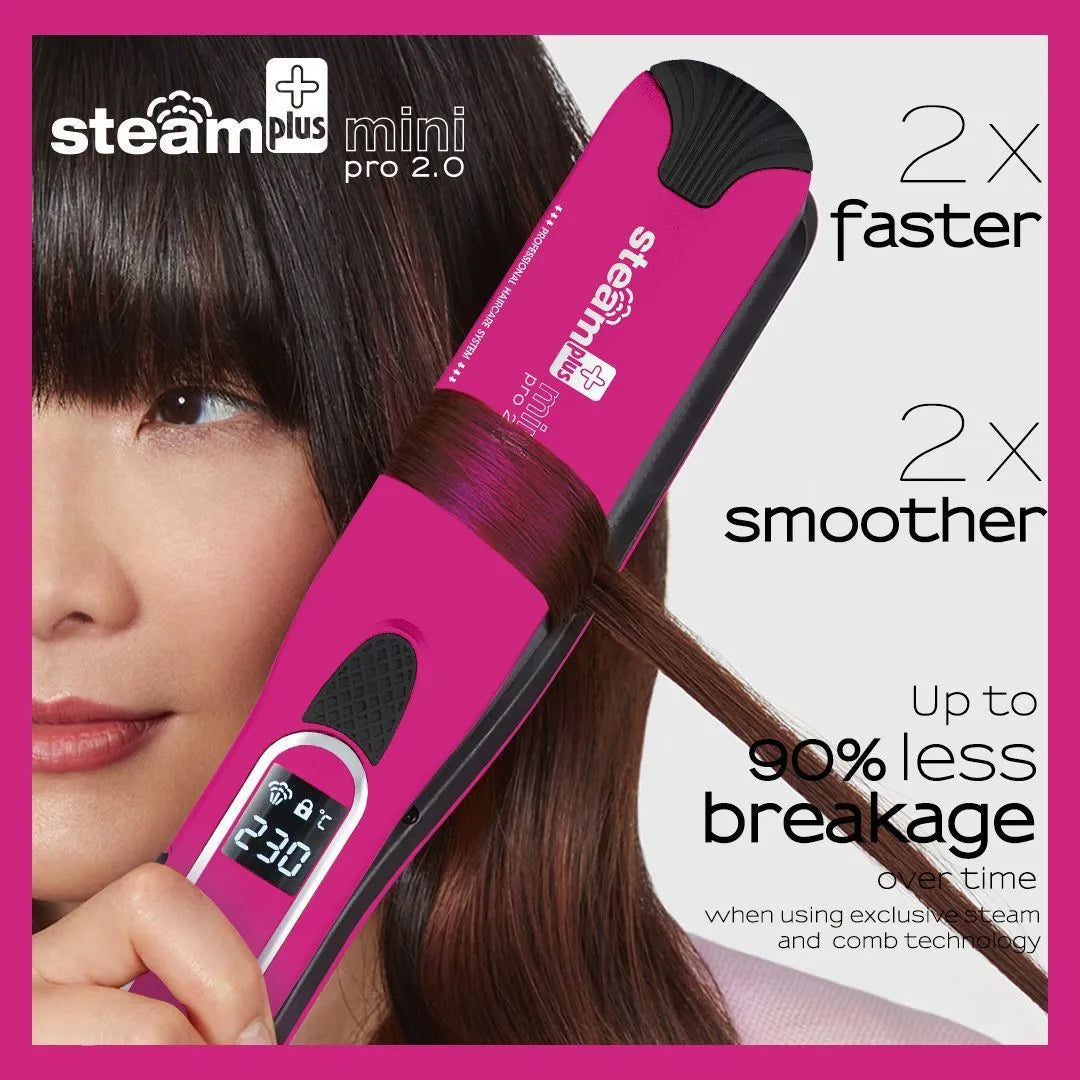 Mini steam splint spray hair straightener in champagne colour with European plug