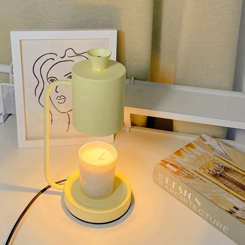 European-style metal aromatherapy wax melting lamp with dimmer switch and white finish