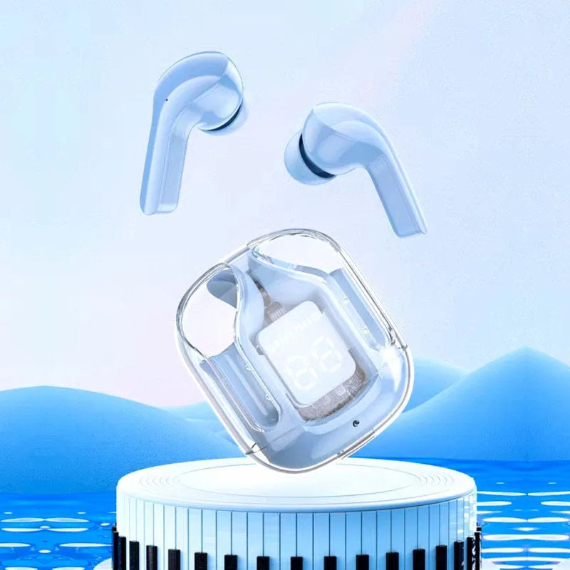 Space capsule transparent case true wireless Bluetooth headset with digital display screen