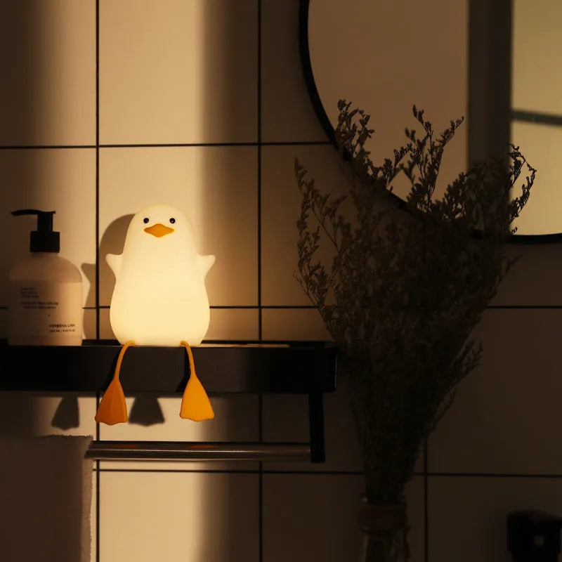Seagull silicone night light in yellow with soft warm glow, compact size fits nursery bedside