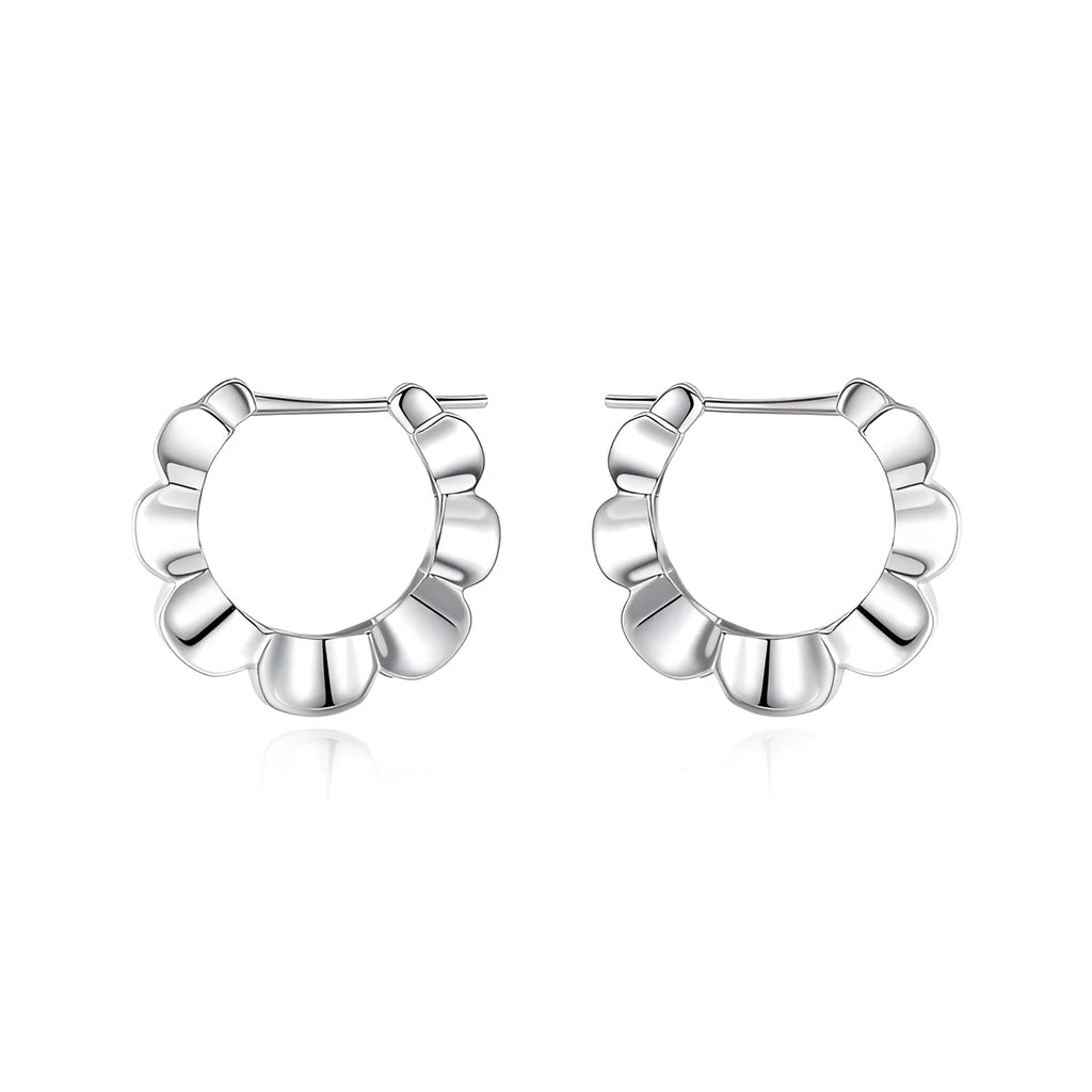Sterling silver geometric earrings with round elements and electroplated finish