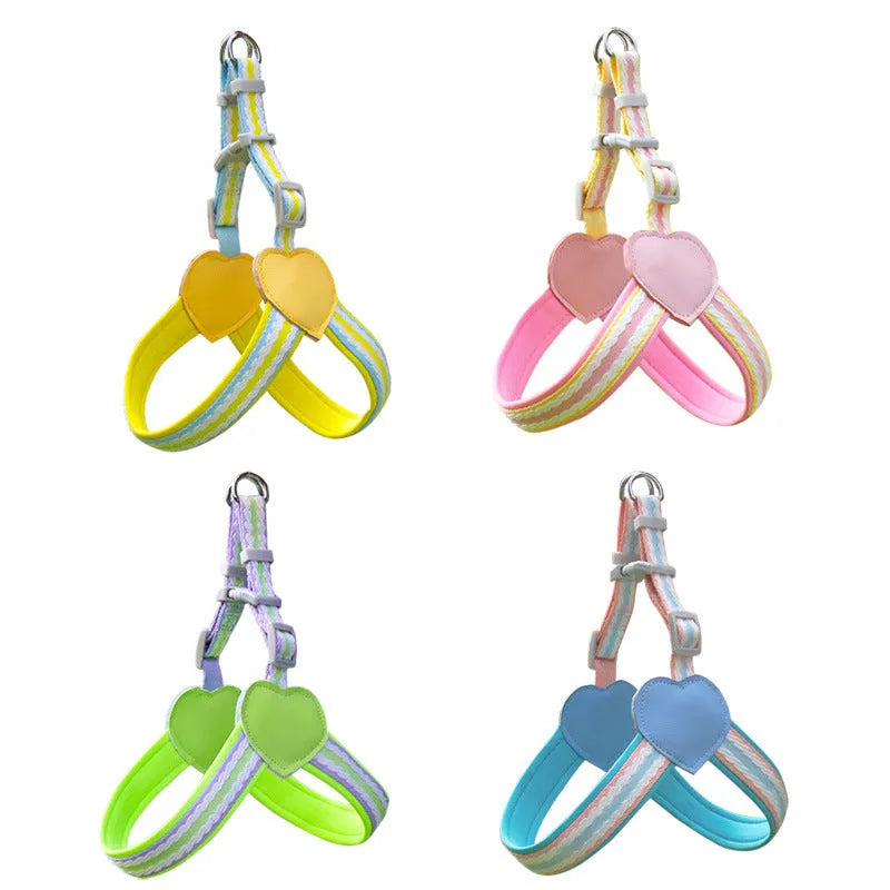 Nylon dog walking vest chest strap with hand-holding rope in emerald green colour