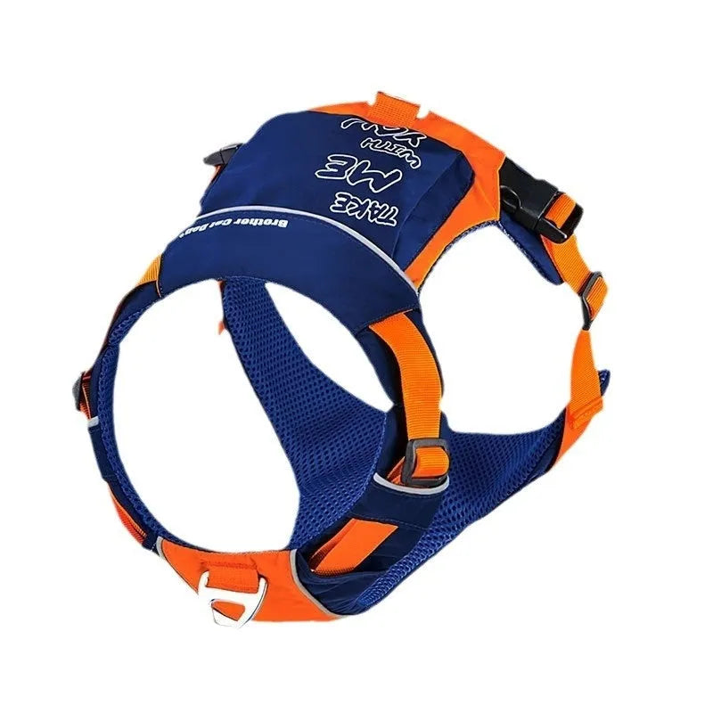 Nylon dog chest strap vest harness with single chest back design in orange blue colour