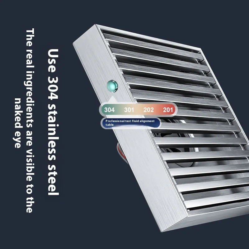 Gun grey 304 stainless steel courtyard floor drain with a 15x15 cm square grate.
