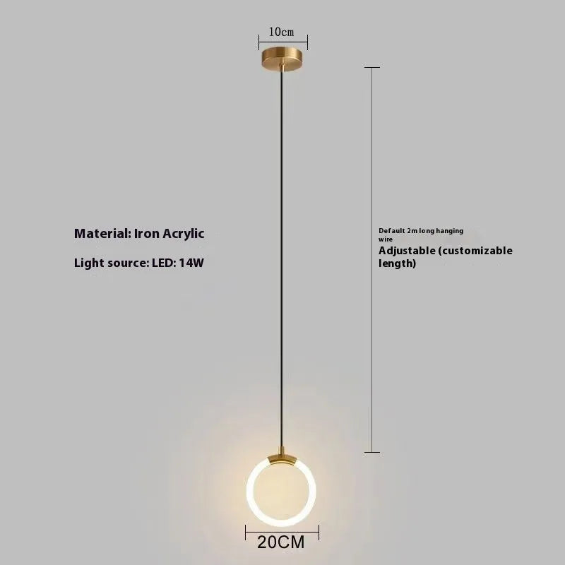 Nordic minimalist U-shaped bedroom chandelier ceiling light with 200mm diameter