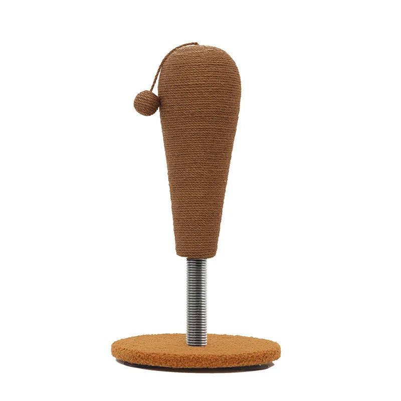 Hemp rope cat scratch board with attached toy in large and small size options