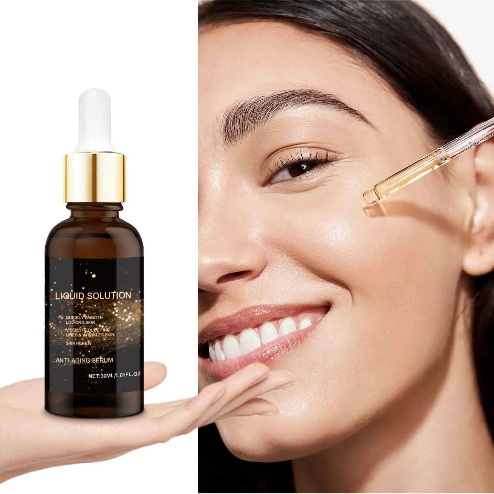 30 ml facial moisturising solution bottle with hyaluronic acid, 9 cm height