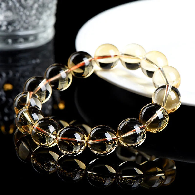 Natural citrine scattered beads ball bracelet showing polished 7A grade stones in scattered pattern