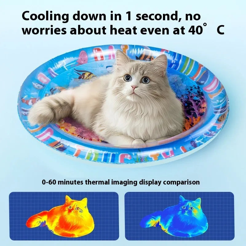 PVC inflatable water cushion cooling bed for cats in summer with dolphin design