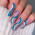 Ballet wave line design nail stickers with jelly glue applicators in 24 or 96 piece sets