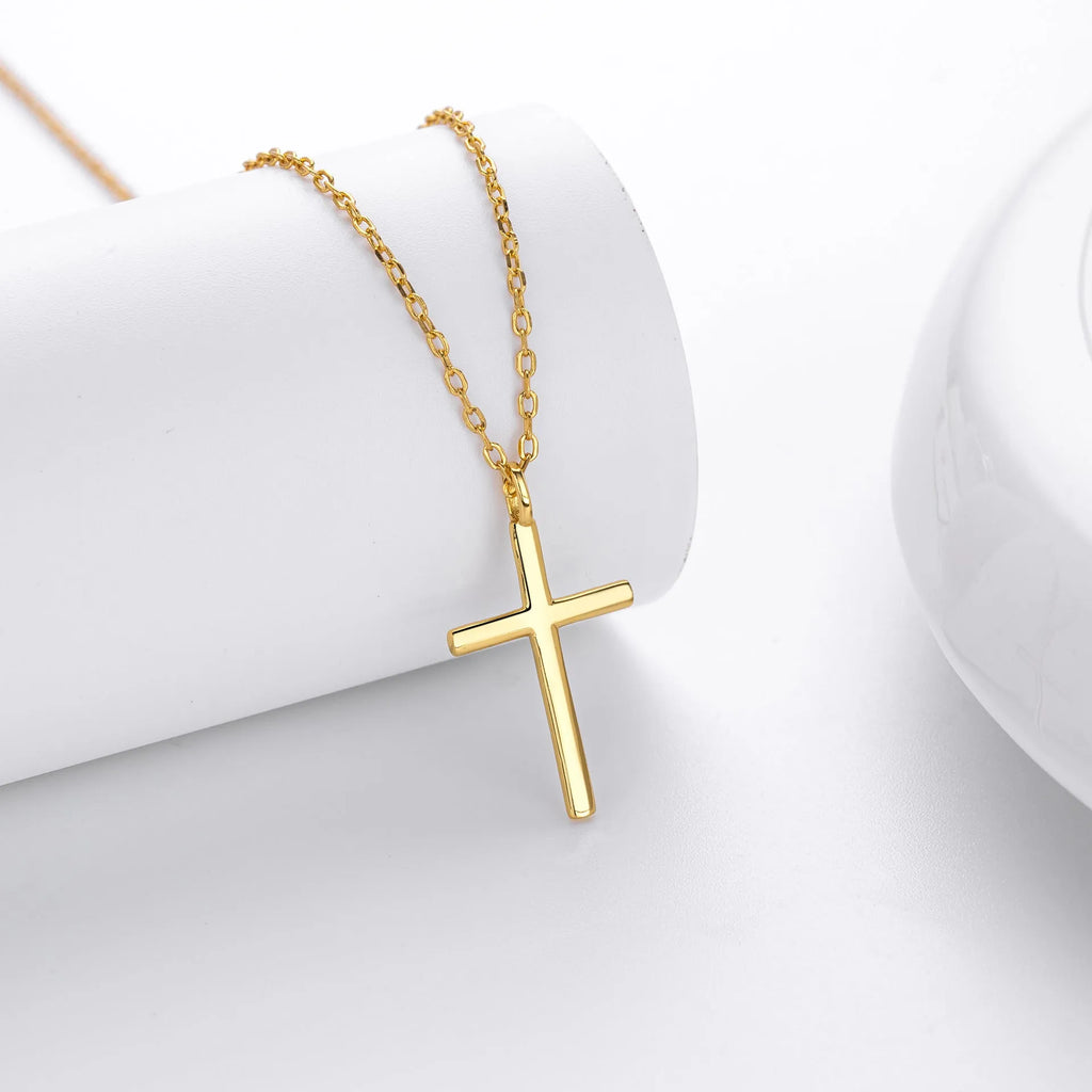 S925 sterling silver cross pendant necklace with adjustable 41-50cm chain