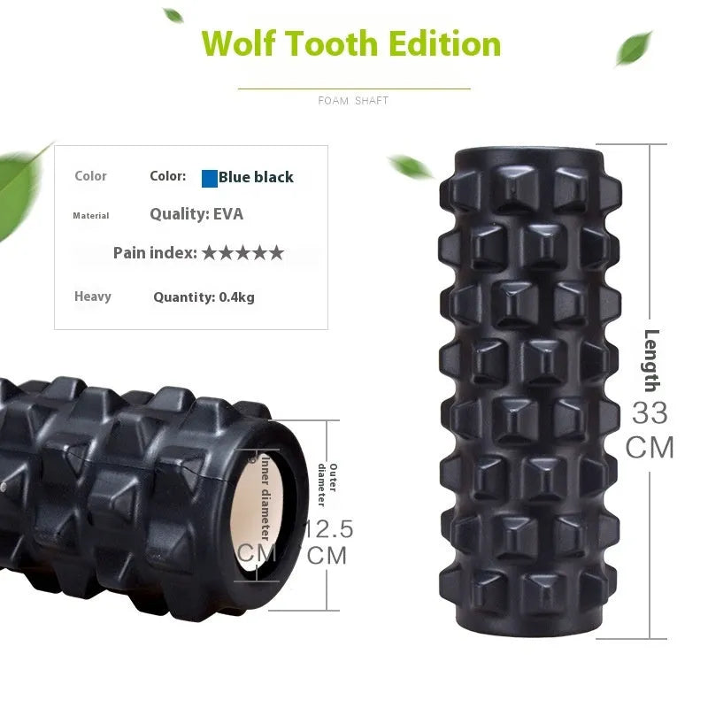 33cm black foam roller massage bar with six-piece roller design