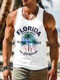Men's 3D printed Hawaiian style sleeveless vest in solid colour polyester fabric