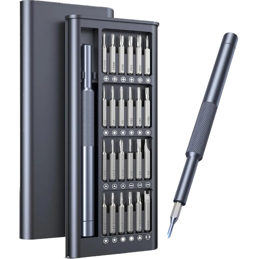 25-in-one magnetic screwdriver set with chrome vanadium steel shafts and ABS handles