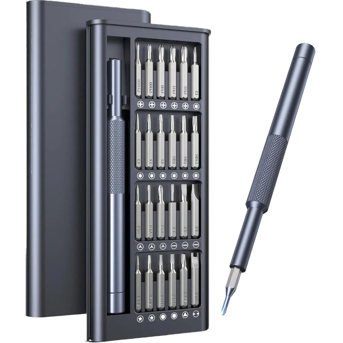 25-in-one magnetic screwdriver set with chrome vanadium steel shafts and ABS handles
