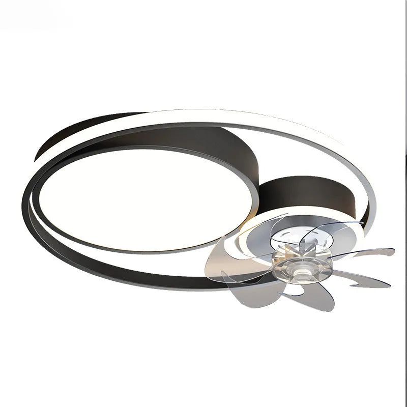 48cm ceiling fan lamp with light fitting showing three metal blades and acrylic lampshade