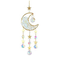 K9 crystal moon car pendant on a 420mm cord in blue, green, pink, purple, or white