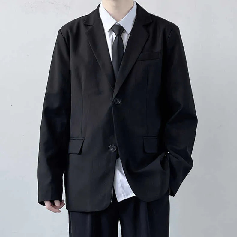 Men's plus size polyester suit set with white shirt and tie in college style for formal occasions