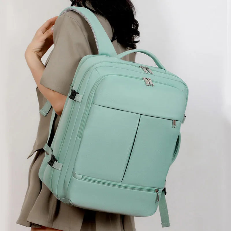 Waterproof Oxford cloth business travel backpack with multiple pockets and laptop compartment