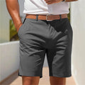 Men's light grey polyester business suit shorts with straight cut for summer smart casual wear