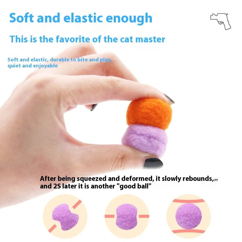 30cm pet toy launch gun with set of soft plush shooting balls for interactive cat and dog play