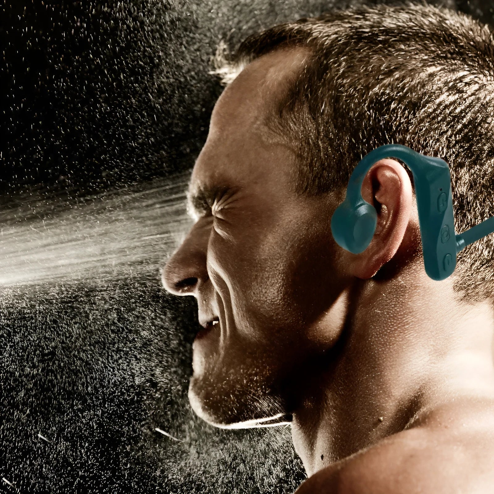 Bone conduction in-ear wireless earphones in carbon fibre black with bio-titanium speaker