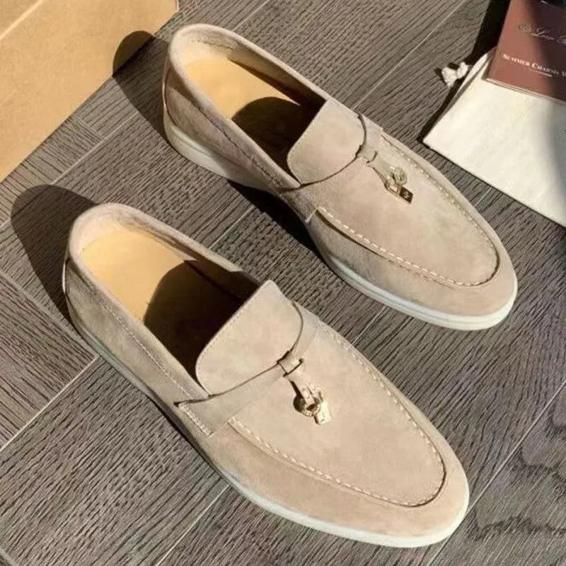 Unisex high-top slip-on loafers with round toe and visible sewing detail, shown in multiple colour options.