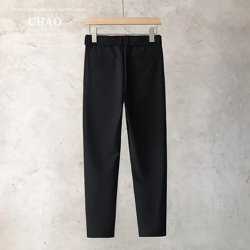 Boys slim straight wool trousers with tapered cut in black, white, dark grey, or light grey
