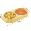Blue interactive slow feeder dog bowl with puzzle maze pattern for anti-gulping feeding