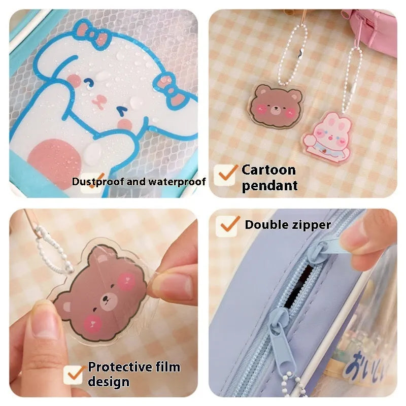 Transparent PVC pencil case with cartoon character design